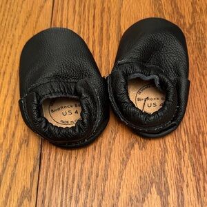 Bird Rock Baby Black Leather Moccasins US Size 4